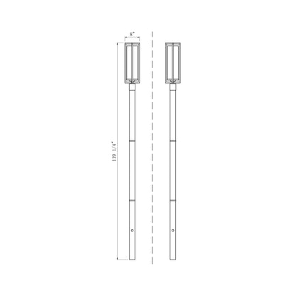 Aura Outdoor Post Light - line drawing.