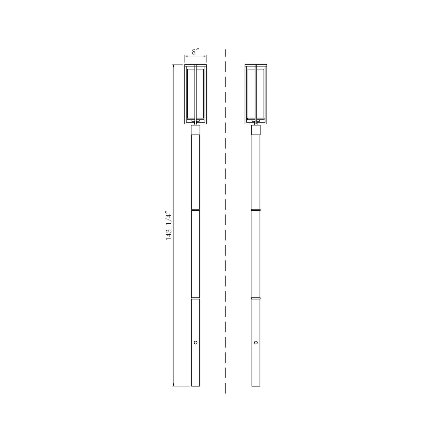 Aura Outdoor Post Light - line drawing.