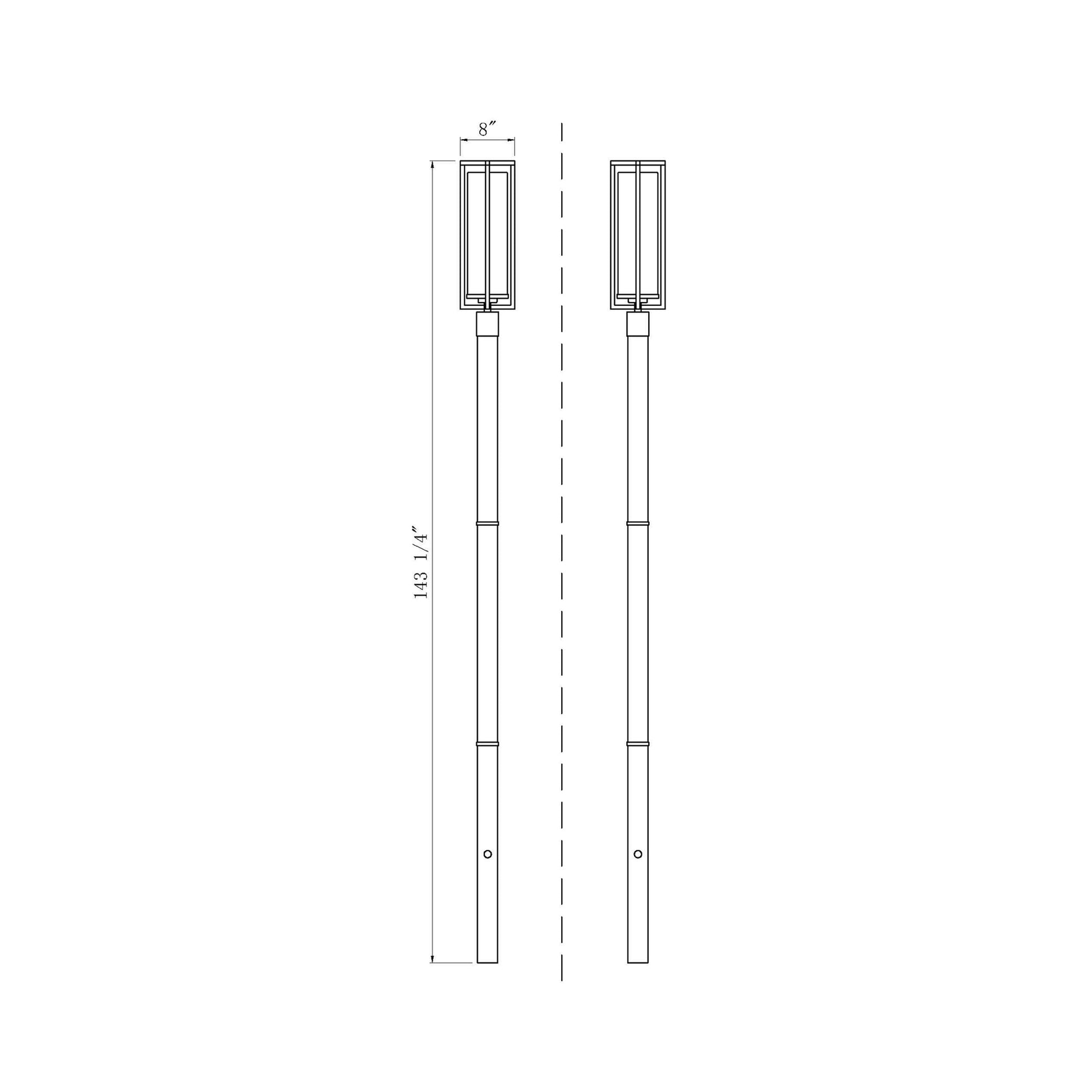 Aura Outdoor Post Light - line drawing.