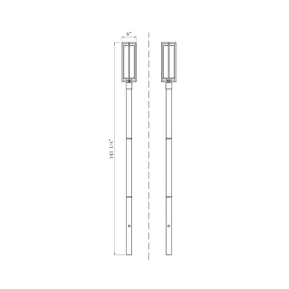 Aura Outdoor Post Light - line drawing.