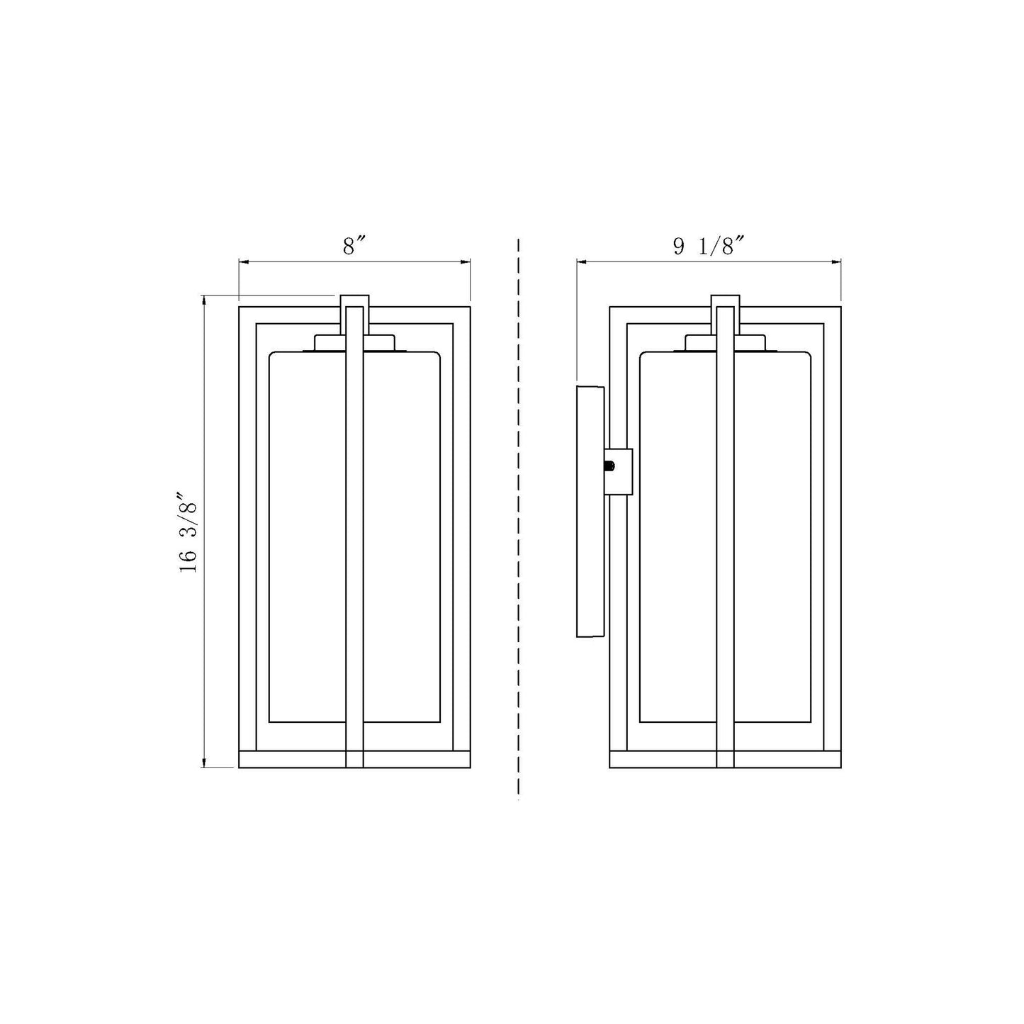 Aura Outdoor Wall Light - line drawing.