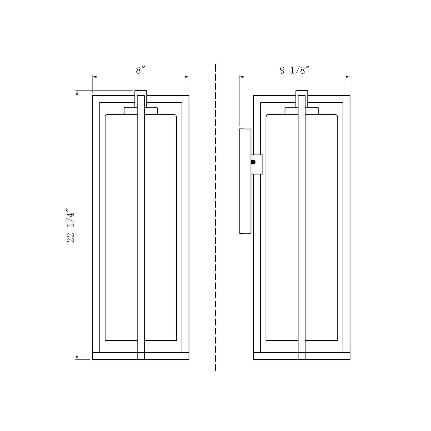Aura Outdoor Wall Light - line drawing.