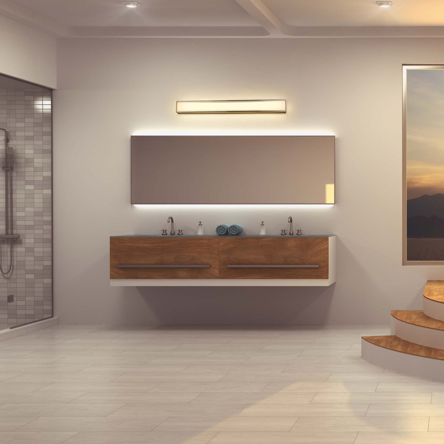 Baden LED Bath Vanity Light in bathroom.