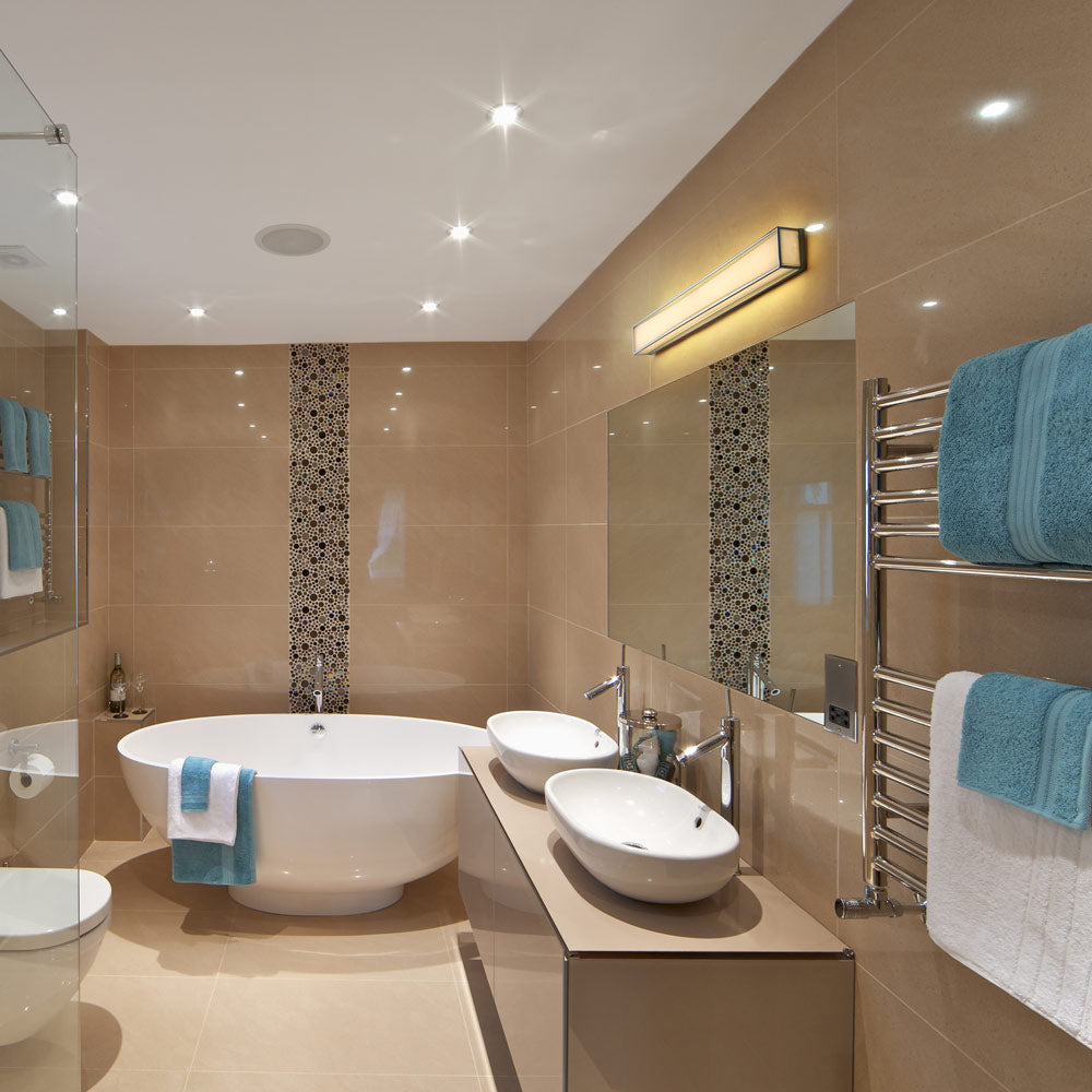 Baden LED Bath Vanity Light in bathroom.