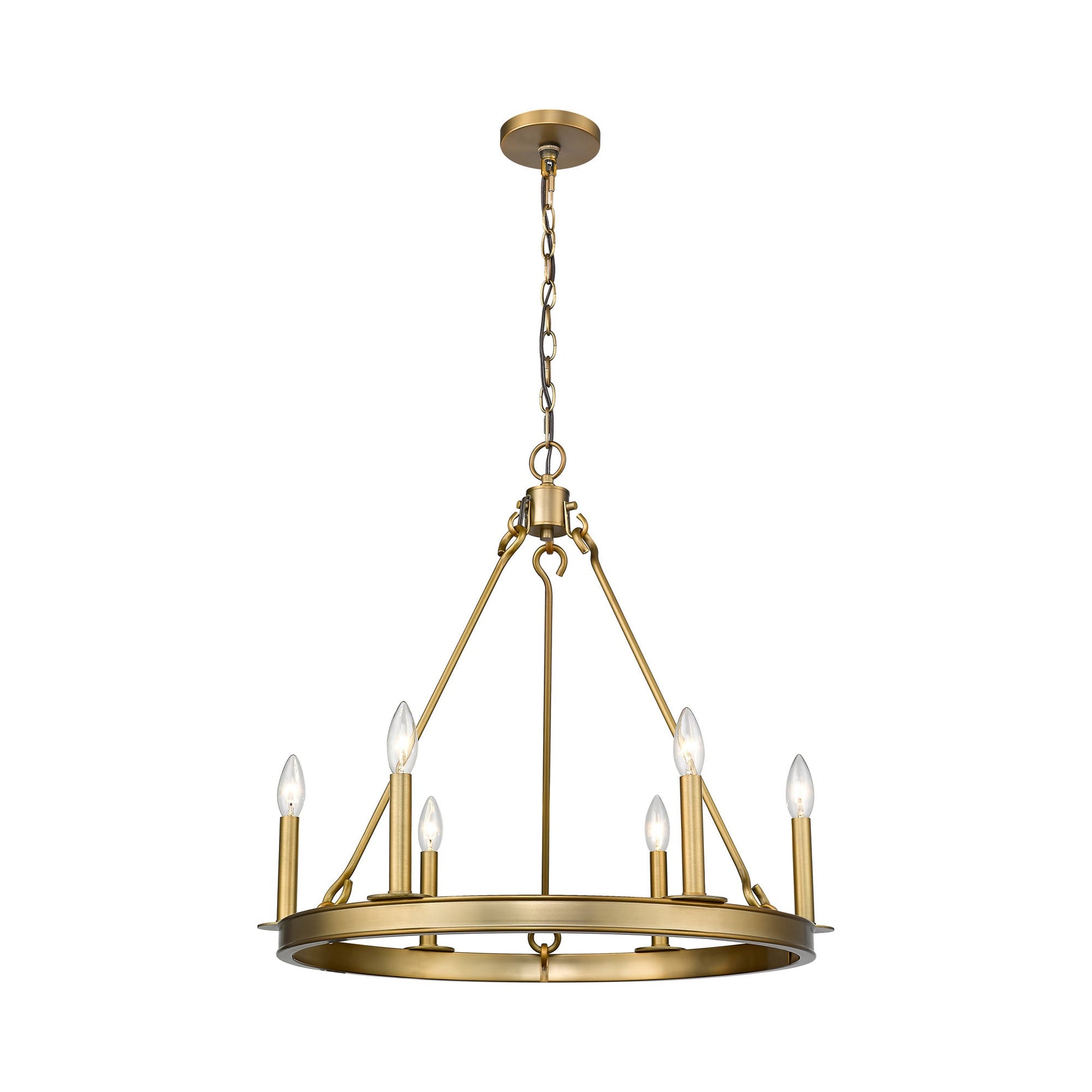 Barclay Chandelier in Olde Brass (6-Light).