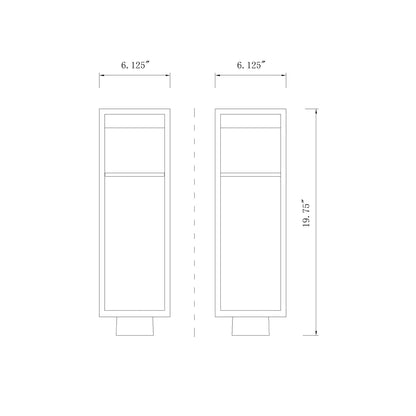 Barwick Outdoor LED Post Light - line drawing.