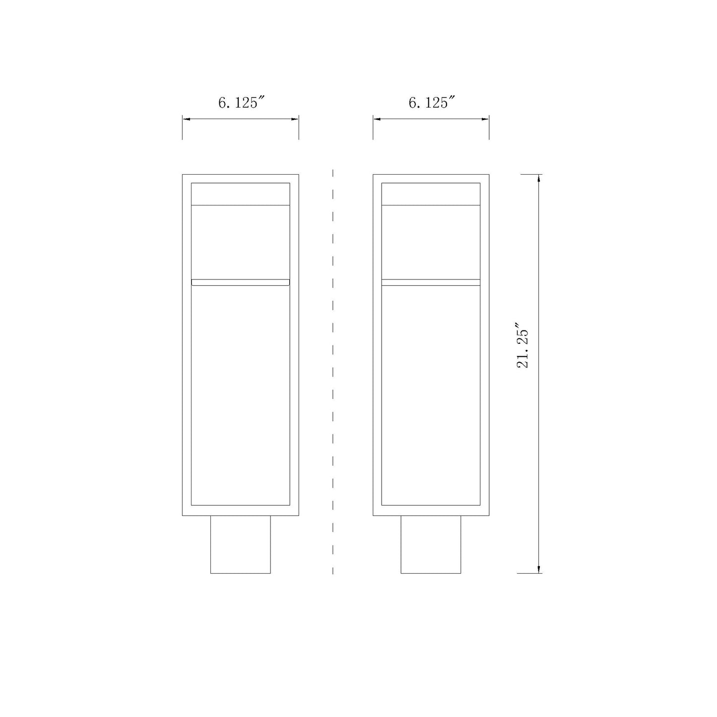 Barwick Outdoor LED Post Light - line drawing.