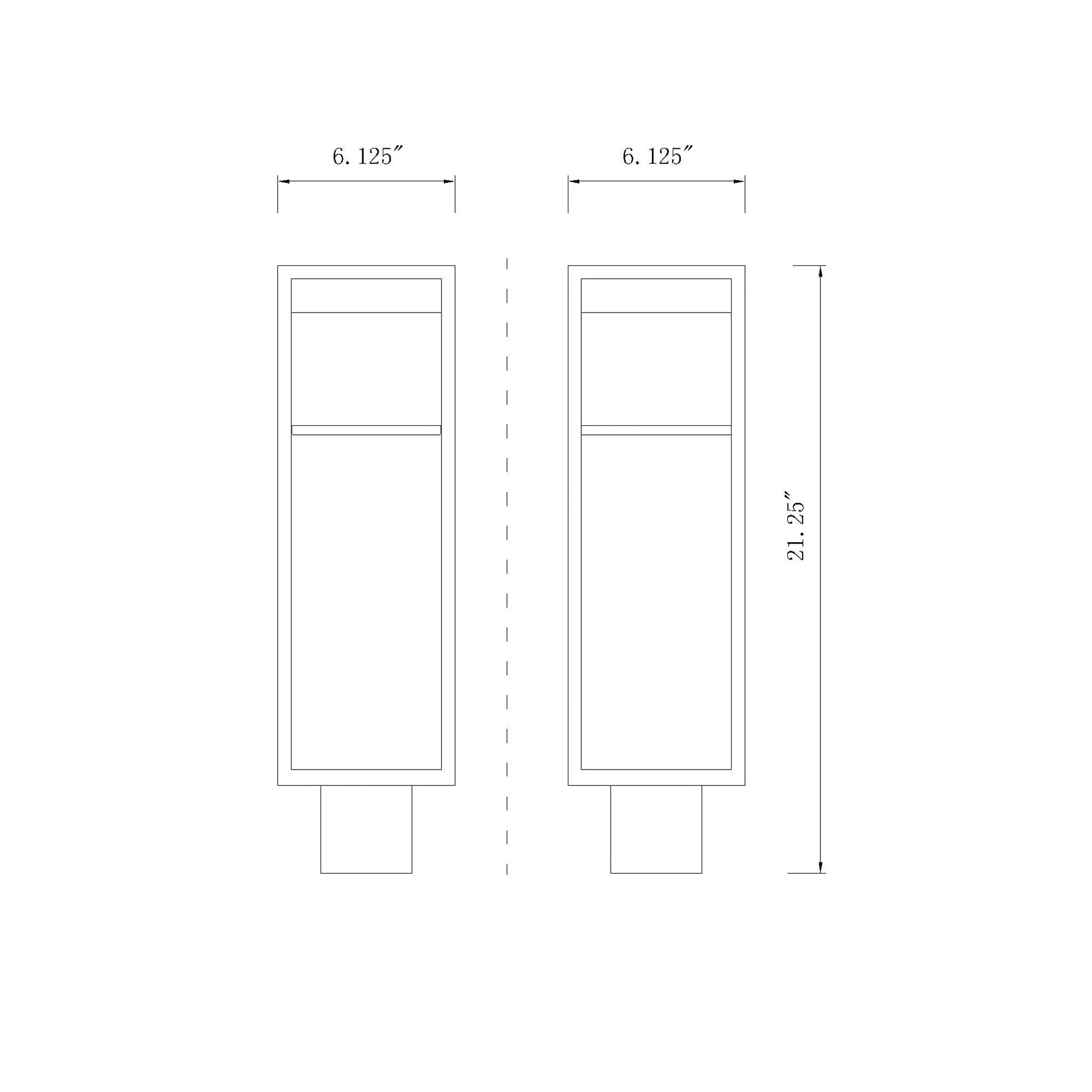 Barwick Outdoor LED Post Light - line drawing.