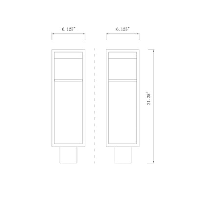 Barwick Outdoor LED Post Light - line drawing.