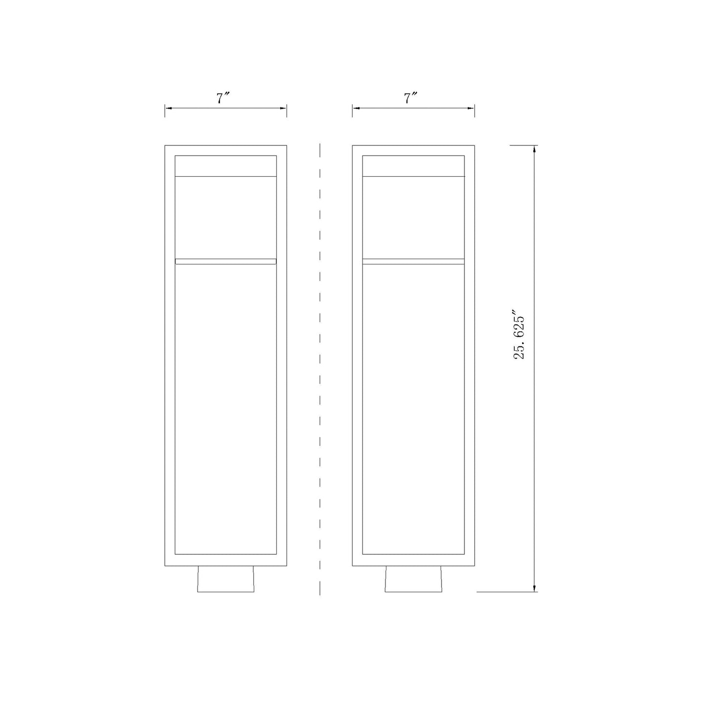 Barwick Outdoor LED Post Light - line drawing.