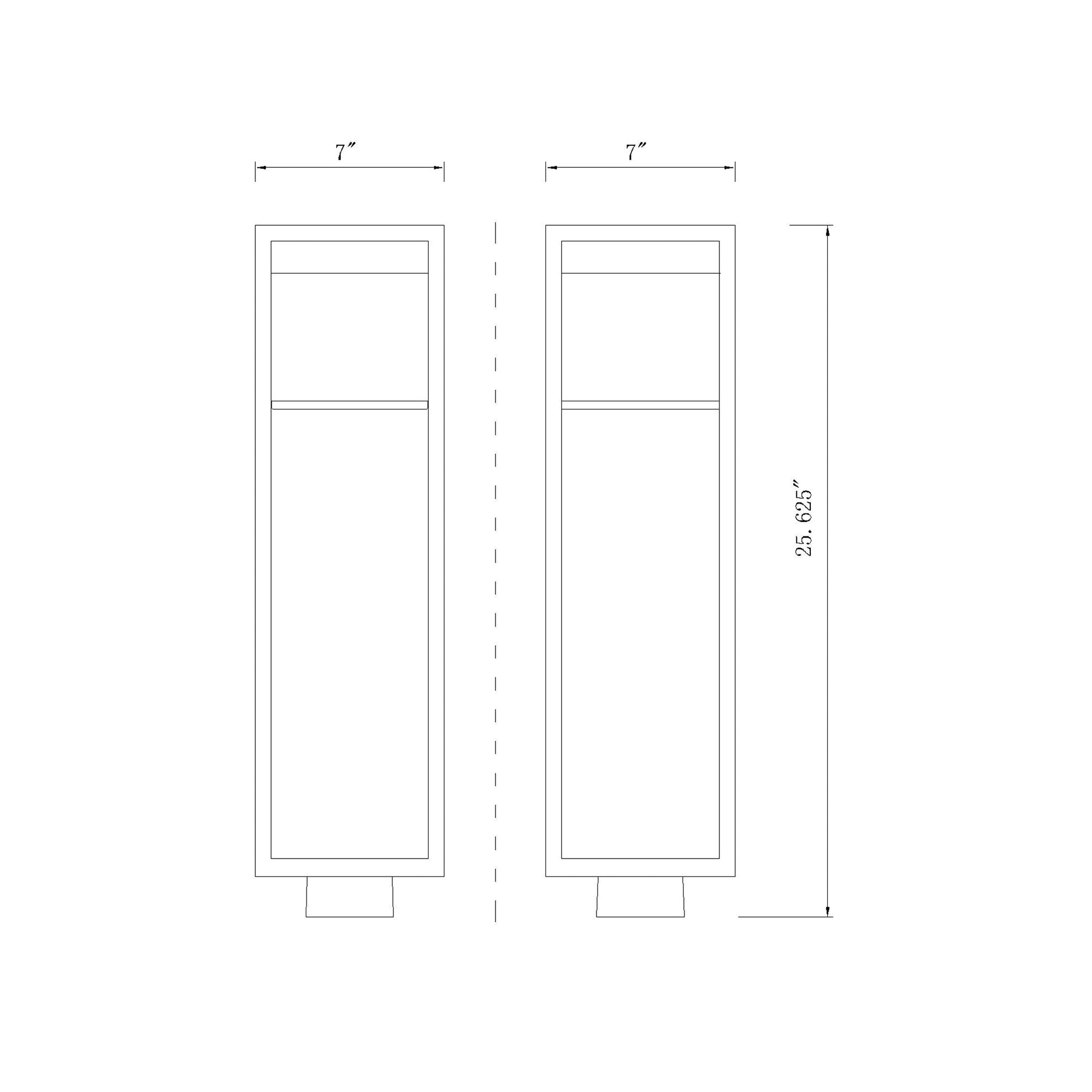 Barwick Outdoor LED Post Light - line drawing.