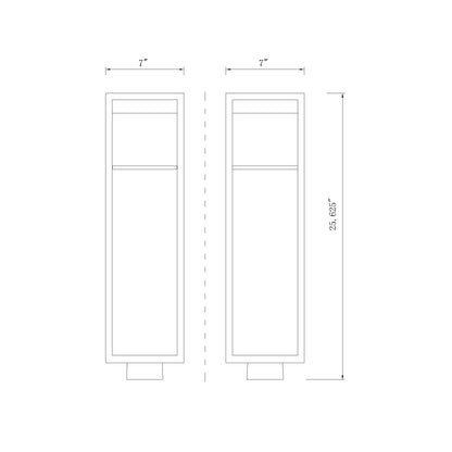 Barwick Outdoor LED Post Light - line drawing.
