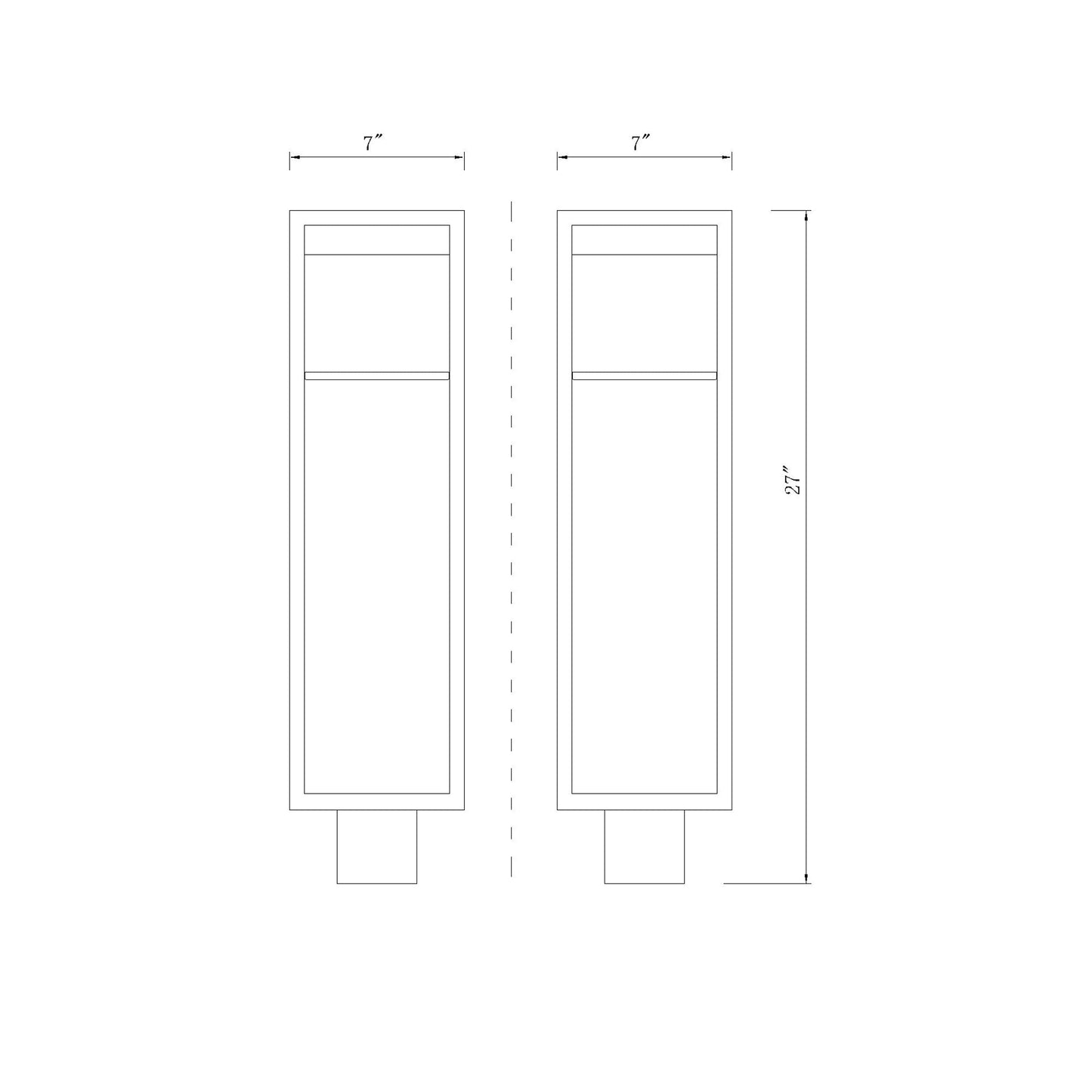 Barwick Outdoor LED Post Light - line drawing.