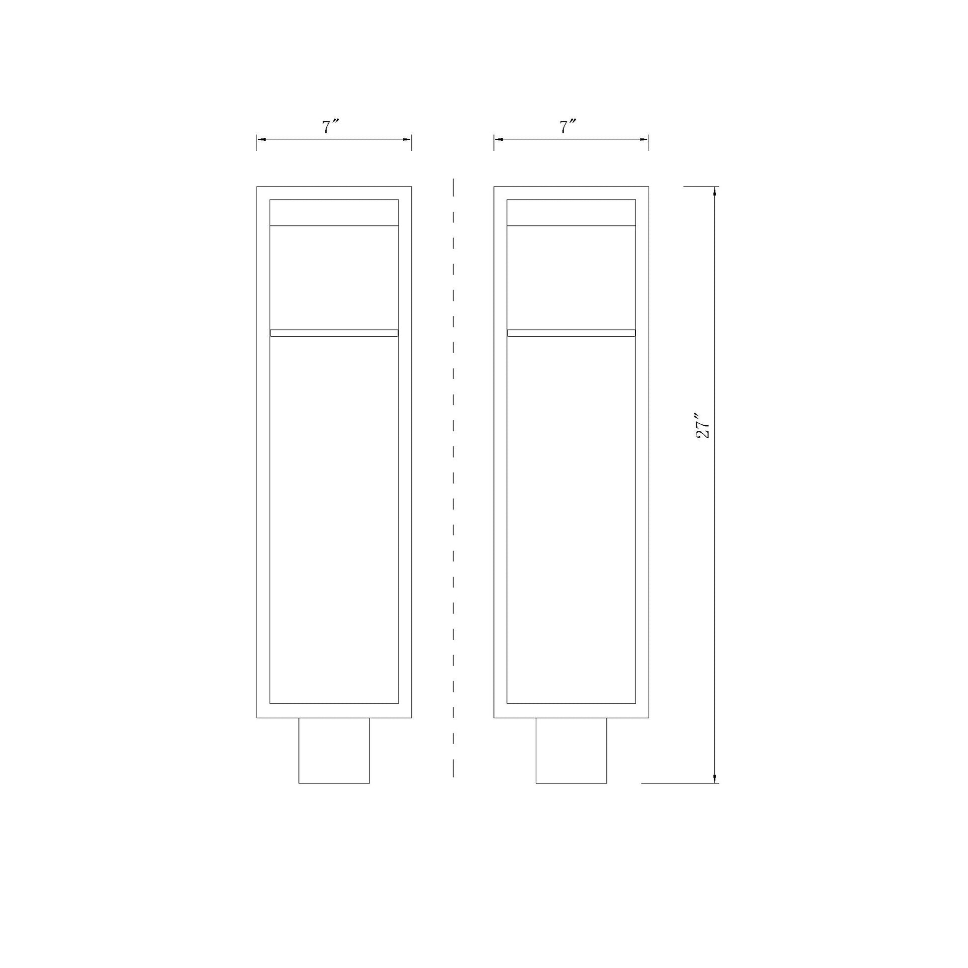Barwick Outdoor LED Post Light - line drawing.