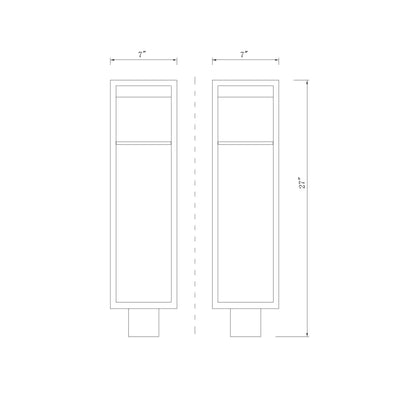Barwick Outdoor LED Post Light - line drawing.