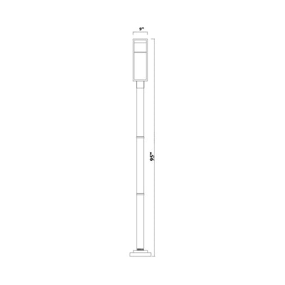 Barwick Round Outdoor LED Post Light - line drawing.