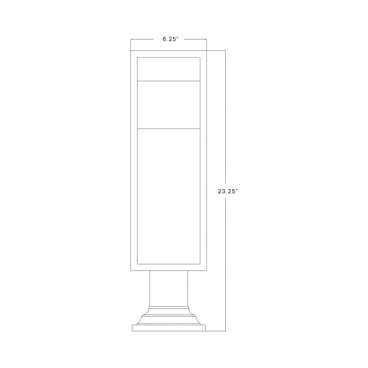 Barwick Round Outdoor Pier Mount Light - line drawing.