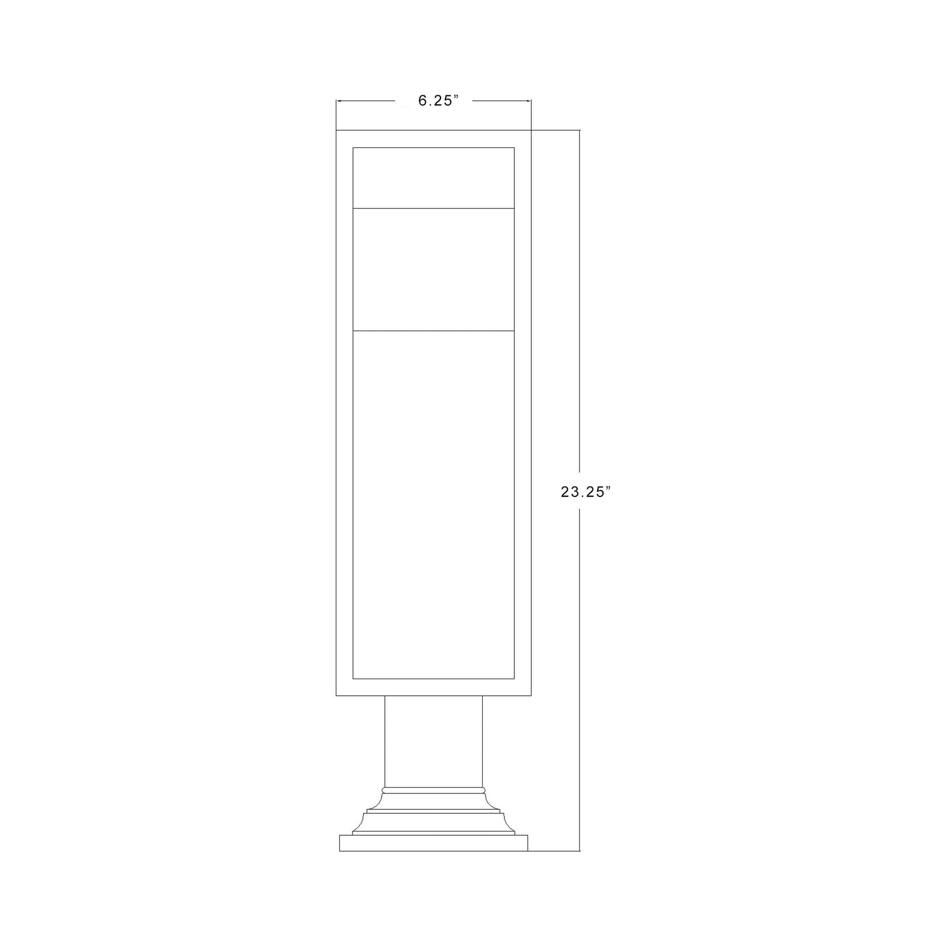 Barwick Round Outdoor Pier Mount Light - line drawing.