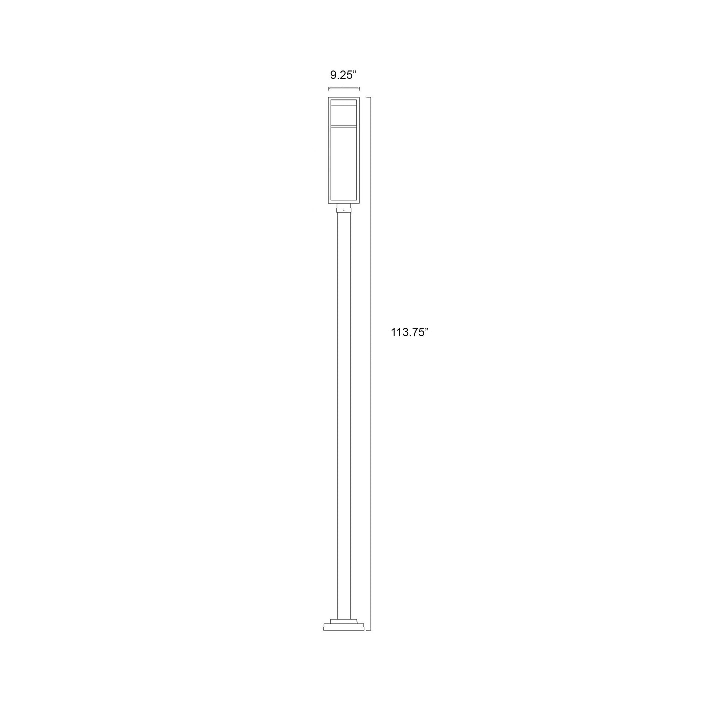 Barwick Square Outdoor LED Post Light - line drawing.