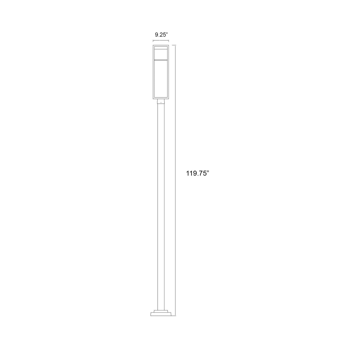 Barwick Square Outdoor LED Post Light - line drawing.