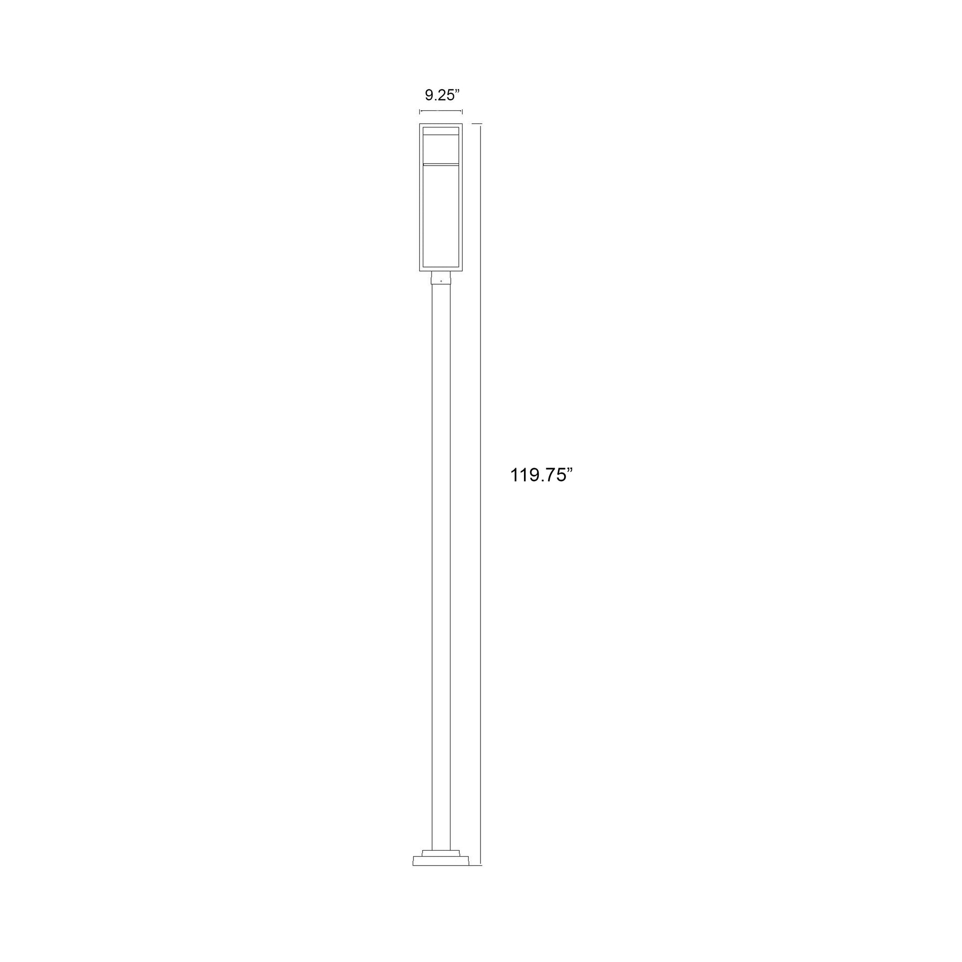 Barwick Square Outdoor LED Post Light - line drawing.