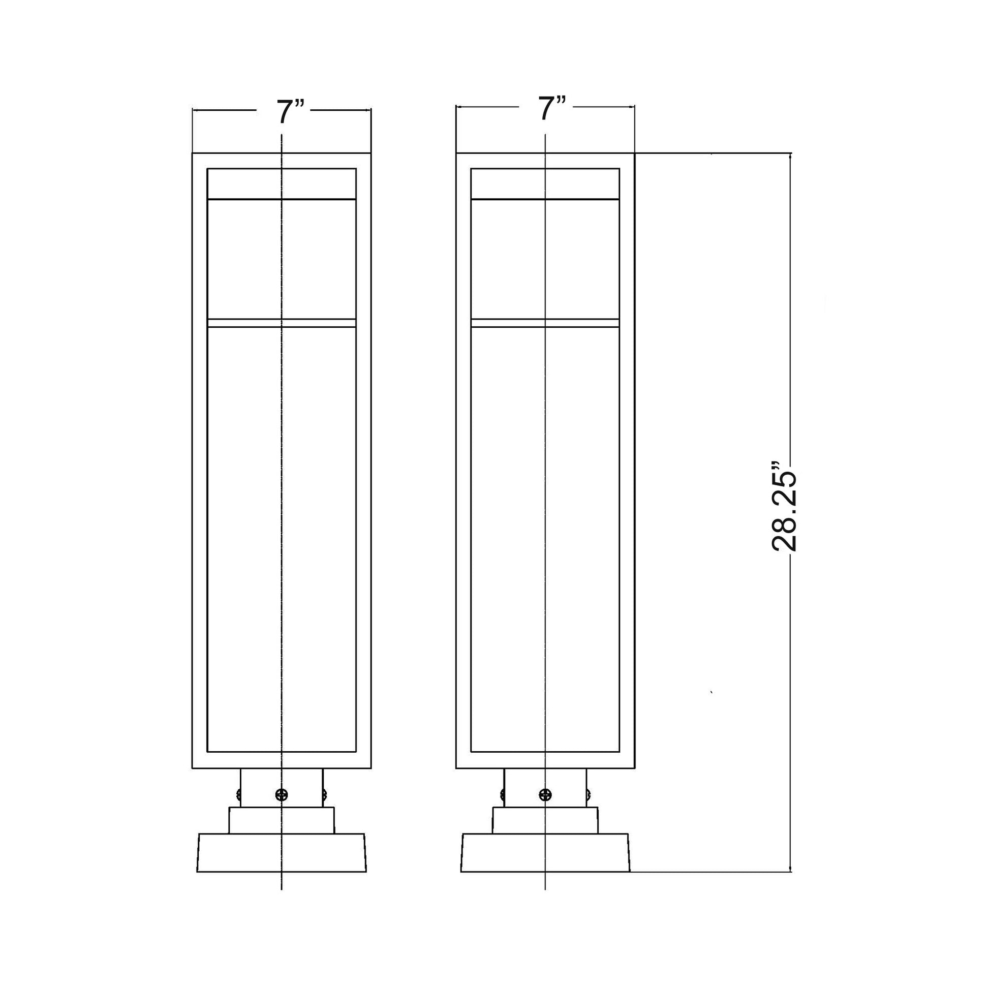 Barwick Square Outdoor Pier Mount Light - line drawing.