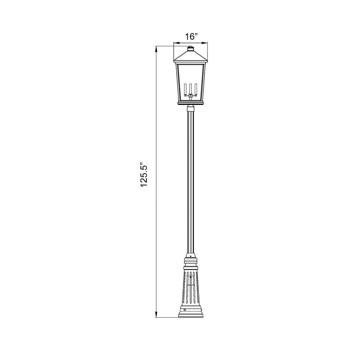 Beacon 511P Outdoor Post Light - line drawing.