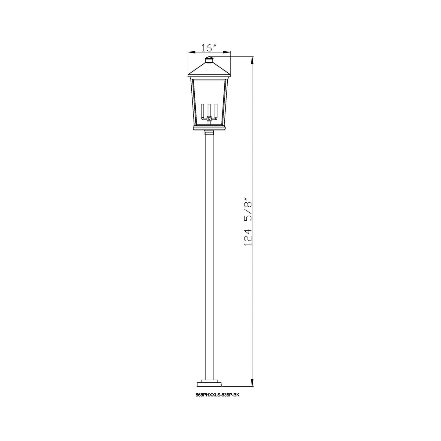 Beacon 536P Outdoor Post Light - line drawing.