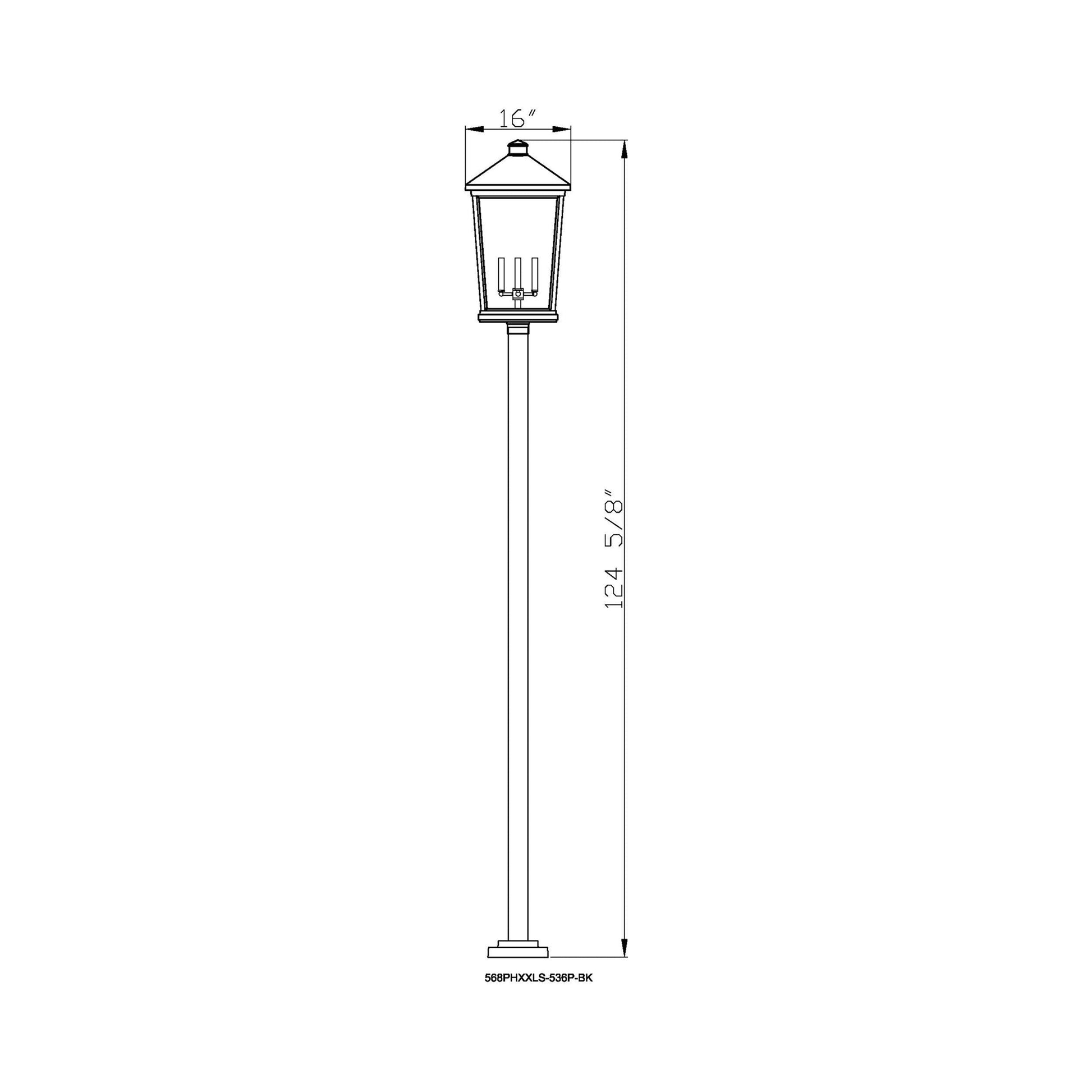 Beacon 536P Outdoor Post Light - line drawing.