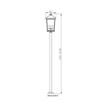 Beacon 536P Outdoor Post Light - line drawing.