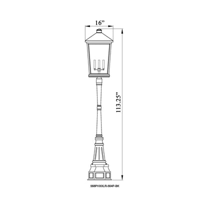 Beacon 564P Outdoor Post Light - line drawing.