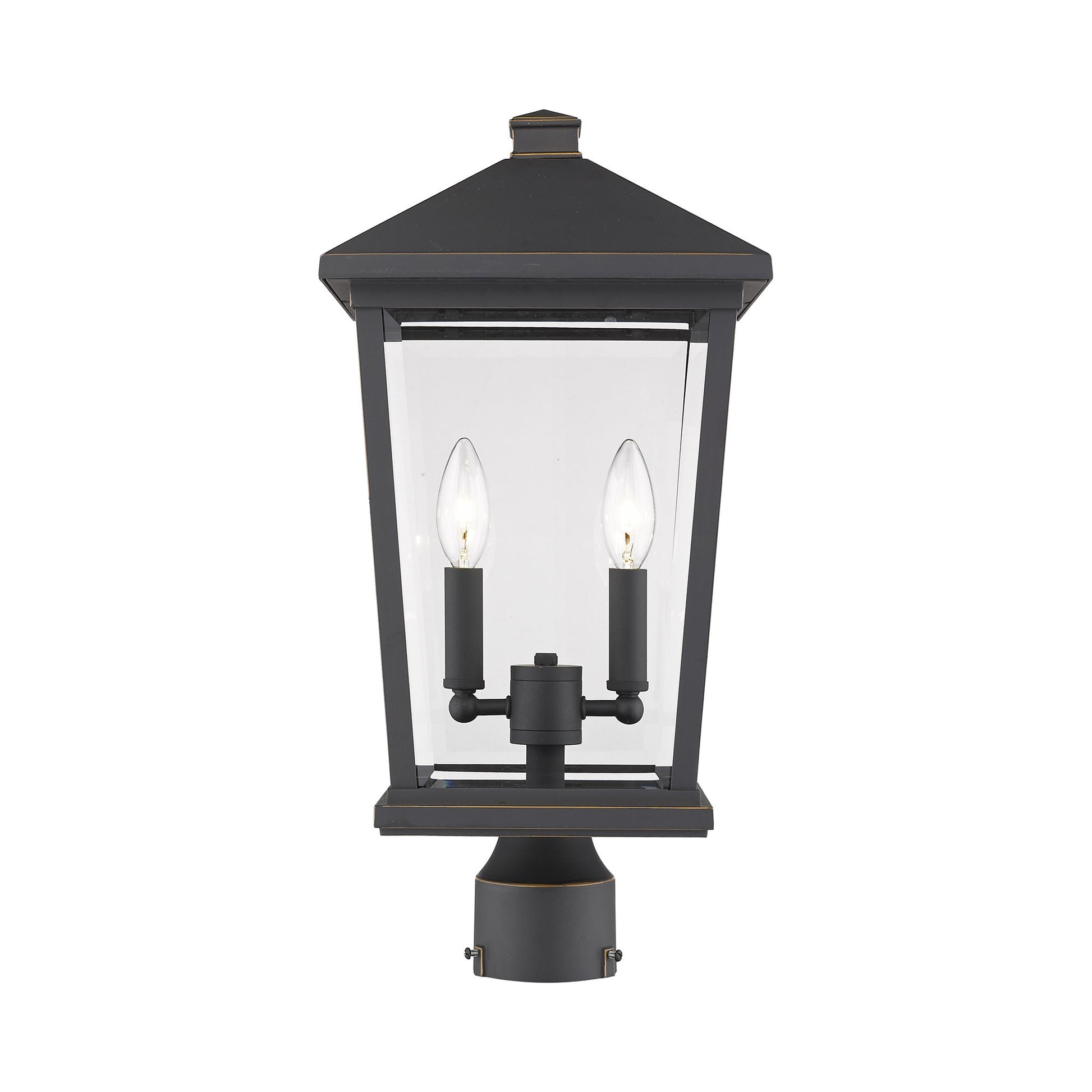 Beacon Outdoor Round Post Light in Oil Rubbed Bronze (2-Light).