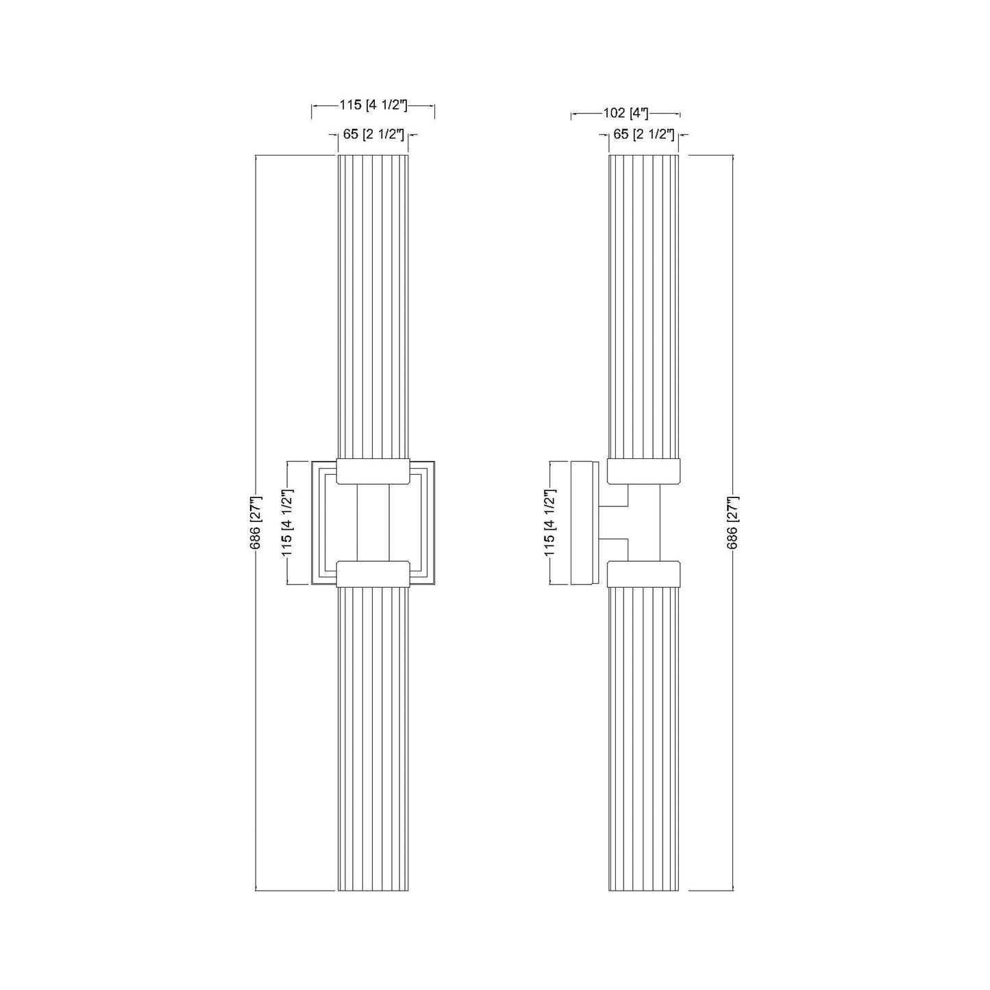 Beau 740 Wall Light - line drawing.