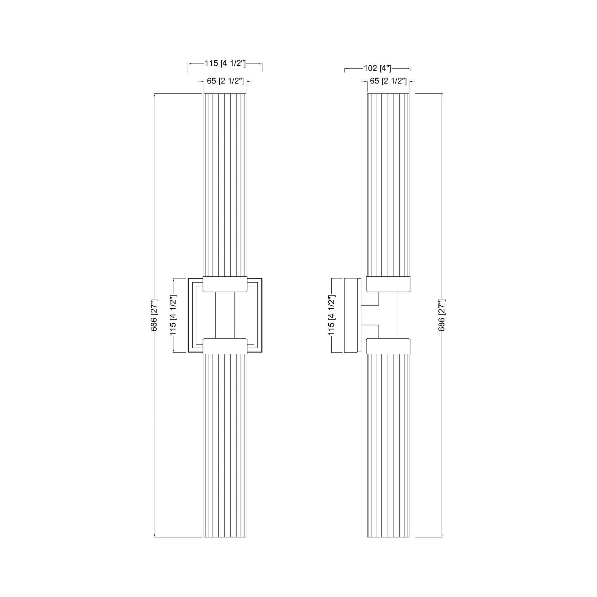Beau 740 Wall Light - line drawing.