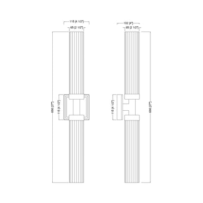 Beau 740 Wall Light - line drawing.