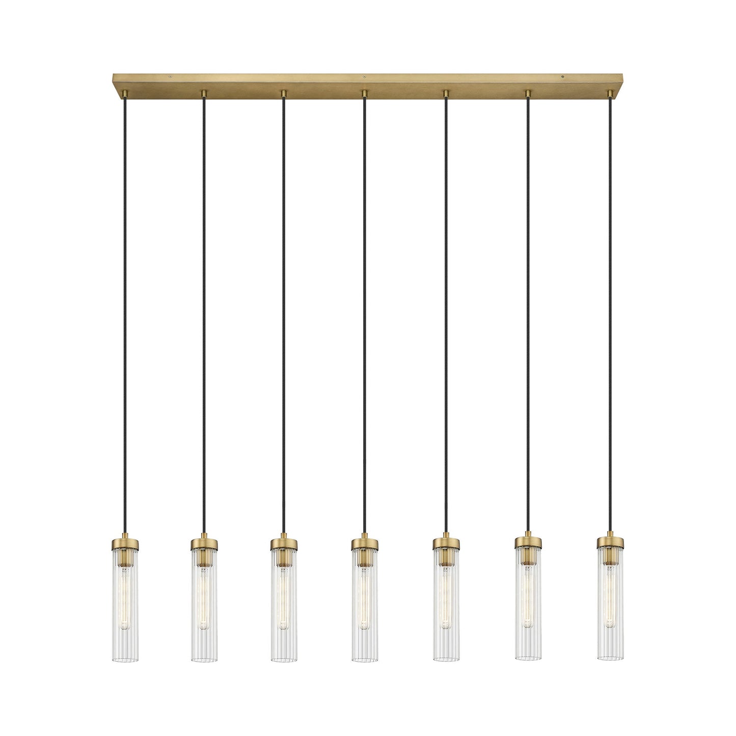Beau 740P Linear Chandelier in Rubbed Brass (7-Light).