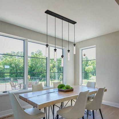 Beau 740P Linear Chandelier in dining room.