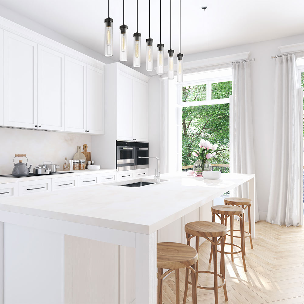 Beau 740P Linear Chandelier in kitchen.