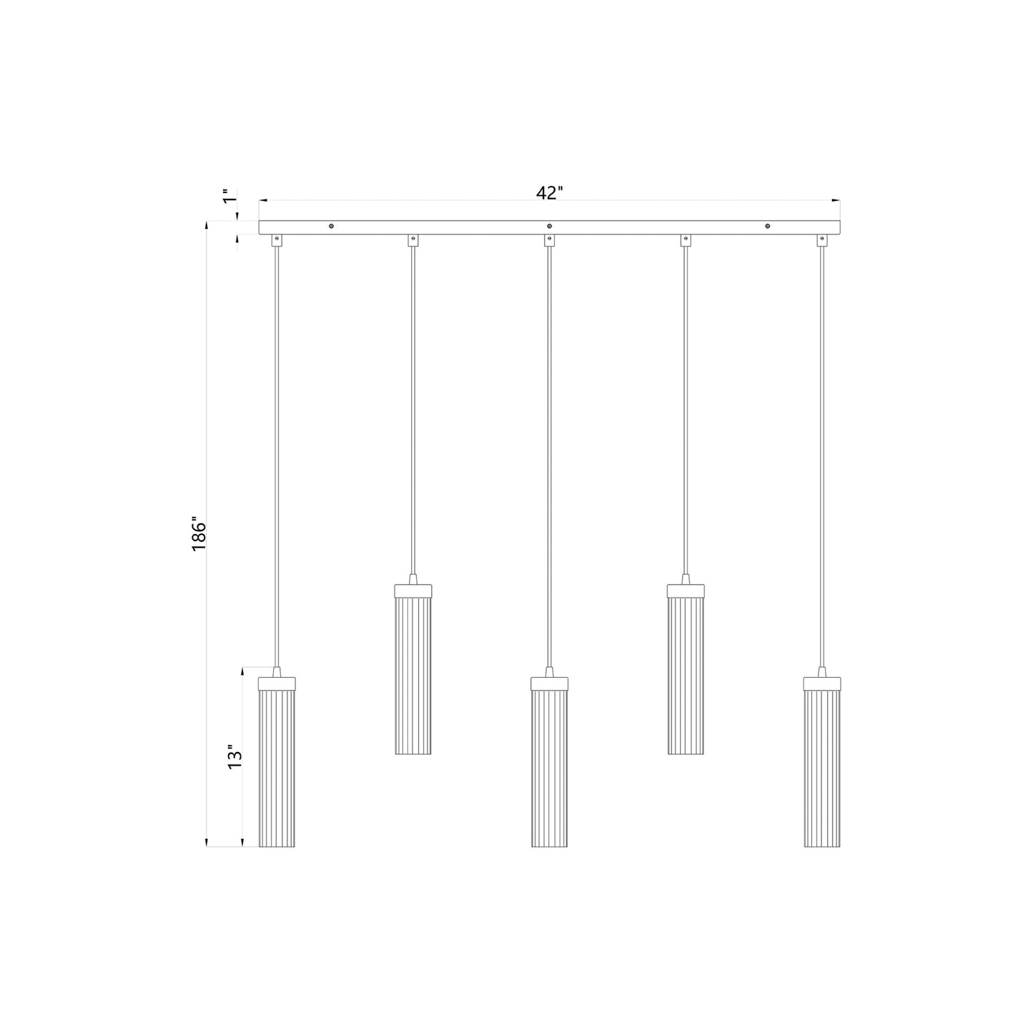 Beau 740P Linear Chandelier - line drawing.