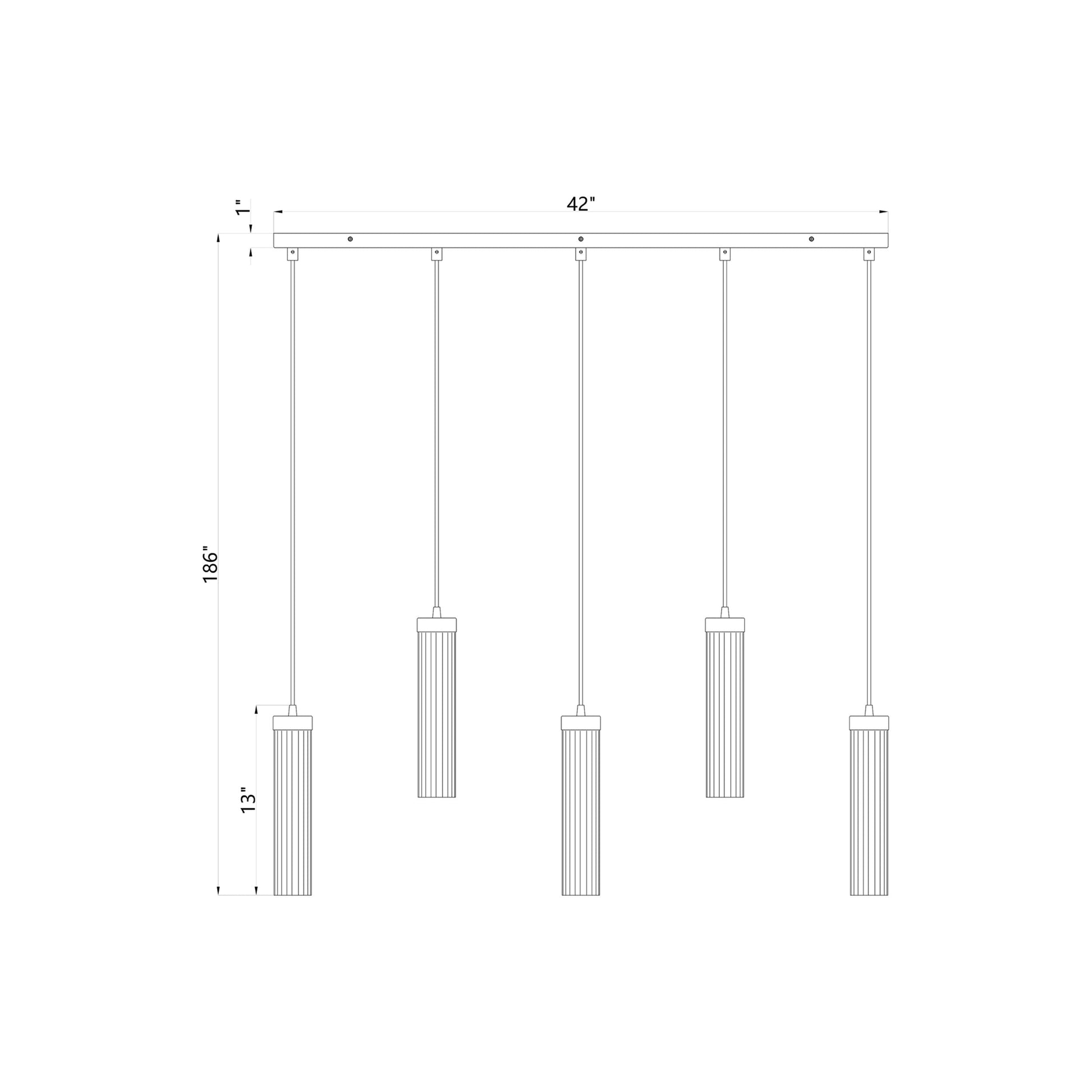 Beau 740P Linear Chandelier - line drawing.