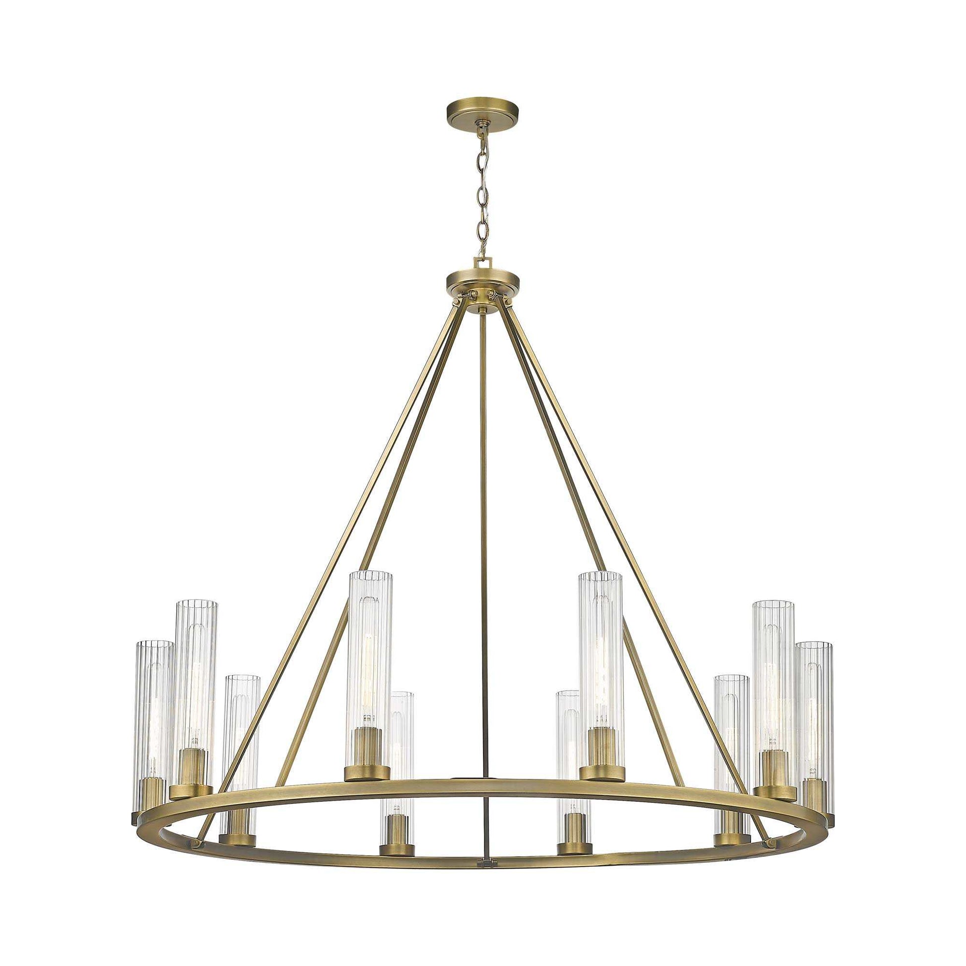 Beau Chandelier in Rubbed Brass (10-Light).