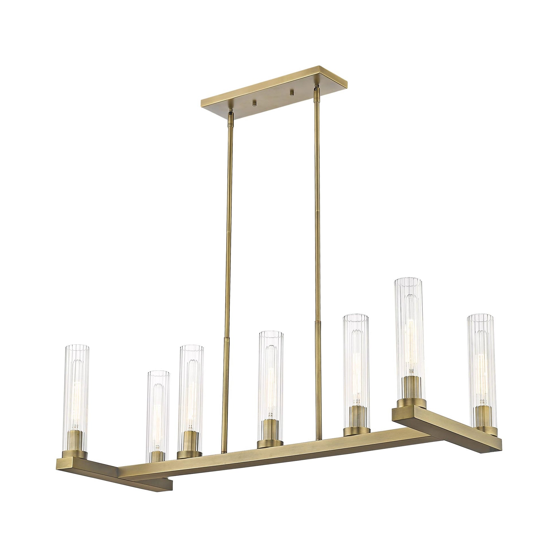 Beau Linear Chandelier in Rubbed Brass (7-Light).