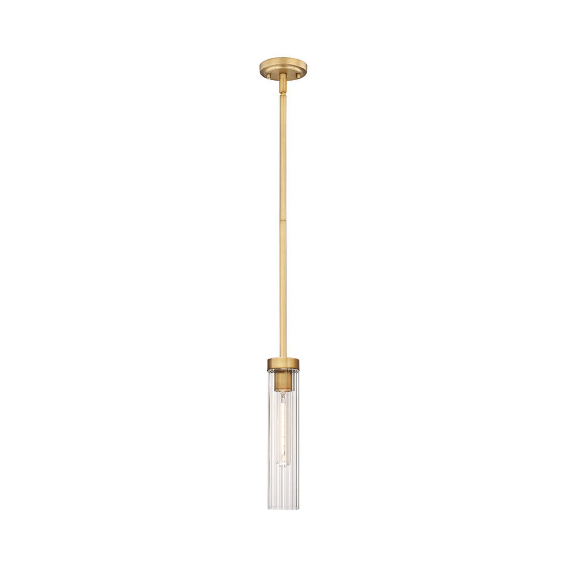 Beau Mini Pendant Light in Rubbed Brass (Rod).