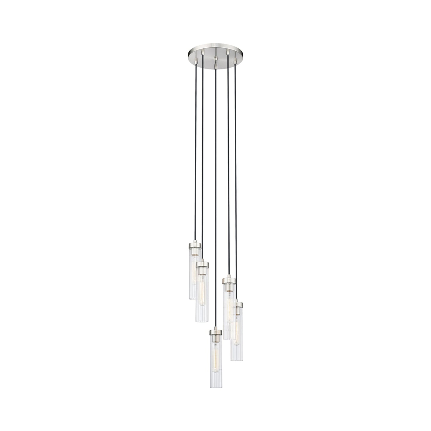 Beau Round Chandelier in Brushed Nickel (5-Light).