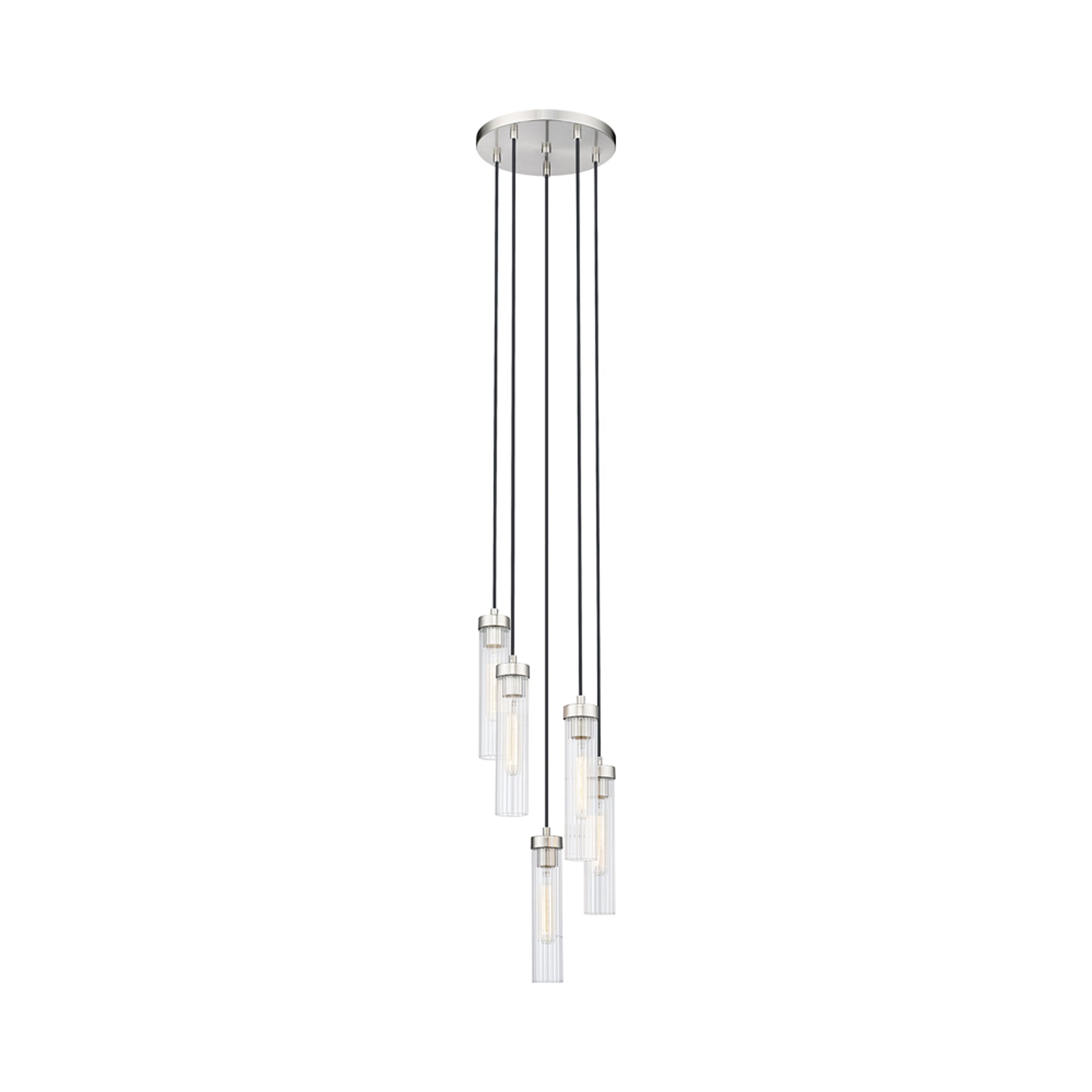 Beau Round Chandelier in Brushed Nickel (5-Light).