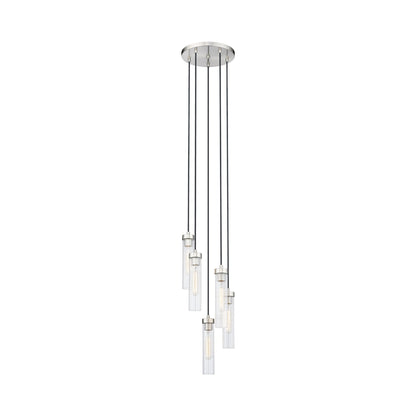Beau Round Chandelier in Brushed Nickel (5-Light).