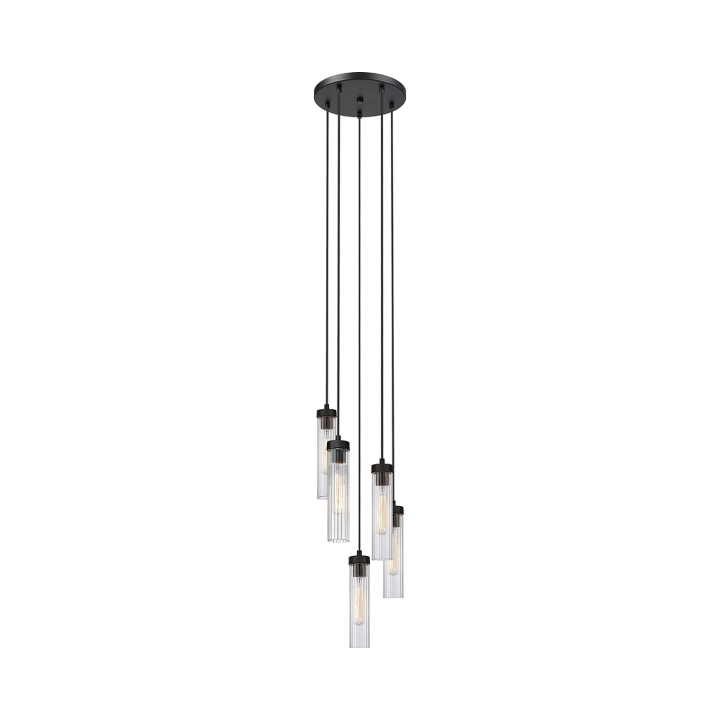 Beau Round Chandelier in Matte Black (5-Light).