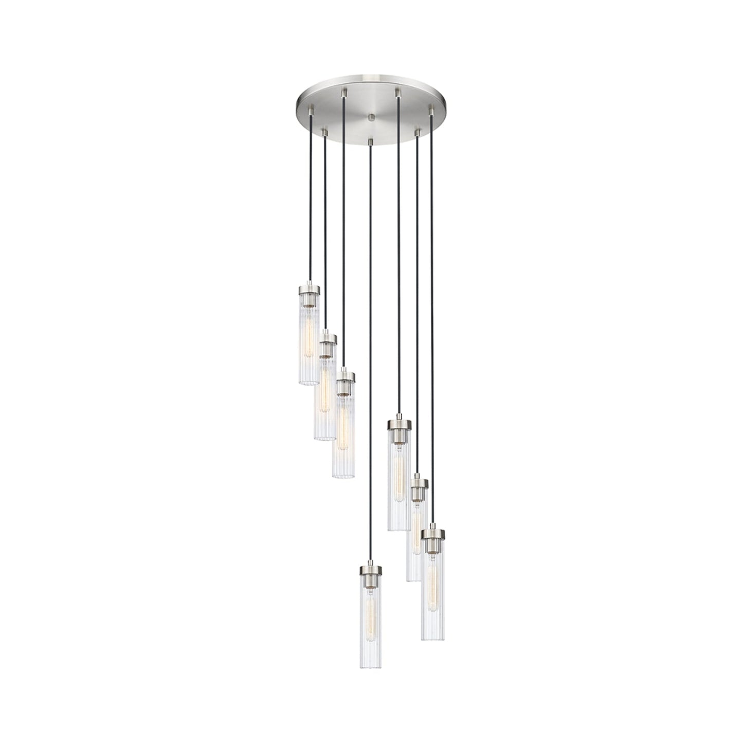 Beau Round Chandelier in Brushed Nickel (7-Light).