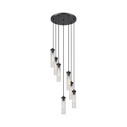 Beau Round Chandelier in Matte Black (7-Light).