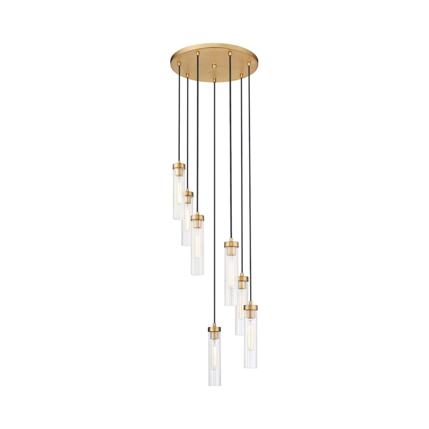 Beau Round Chandelier in Rubbed Brass (7-Light).